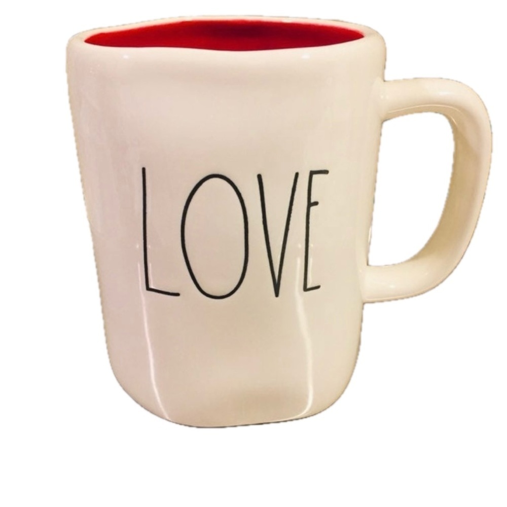 Rae Dunn Love Mug NWT Red black white coffee tea